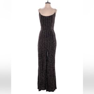 Beautiful NWT Anthropologie stretch jumpsuit with draped neckline in metallic